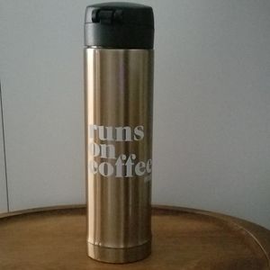 Reduced. 3/$20. PINK "runs on coffee" 16oz mug.